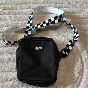 Vans Black Messenger Bag with Checkered Strap